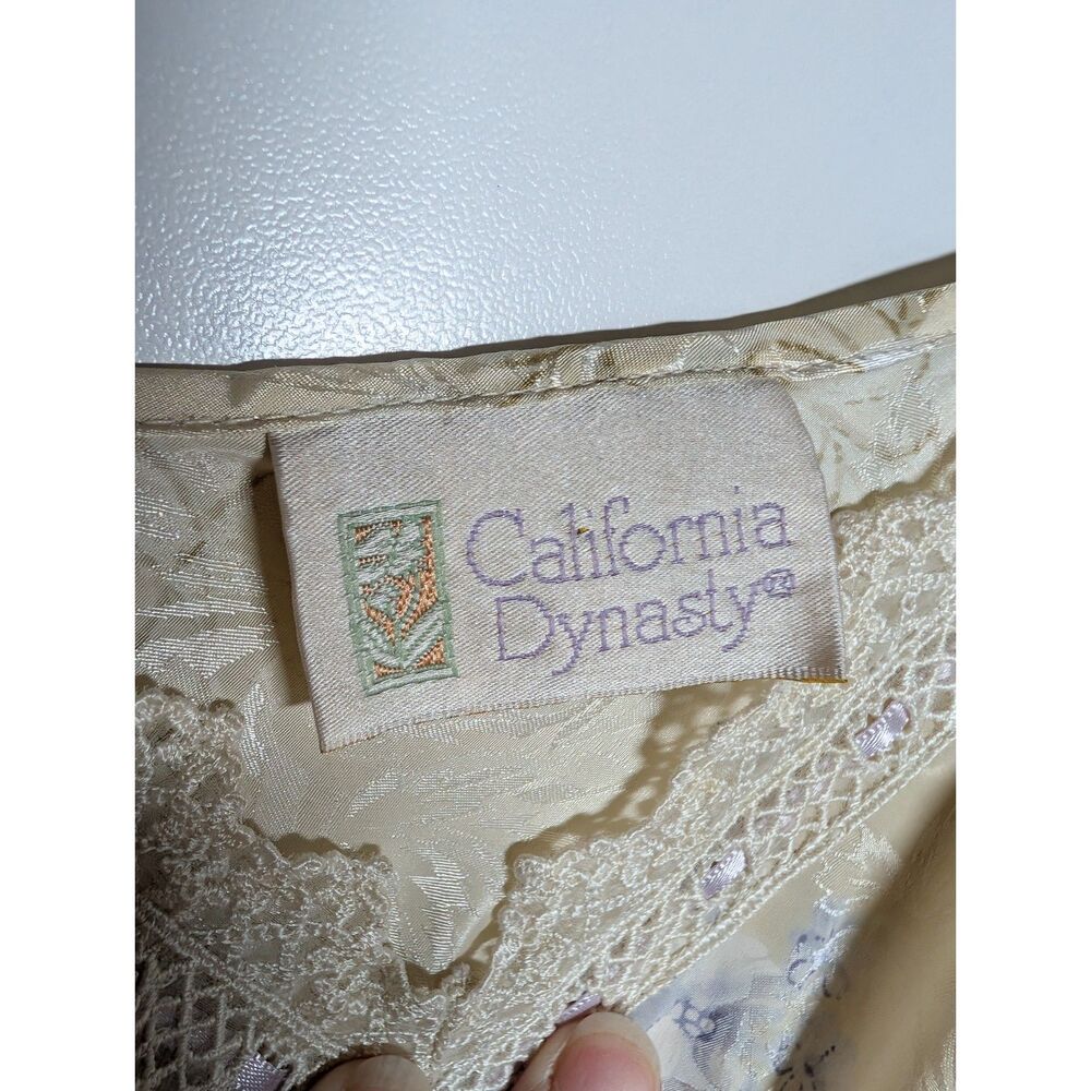 Vintage California Dynasty Ivory Floral Satin Slip Dress M Romantic Lingerie - Picture 4 of 9